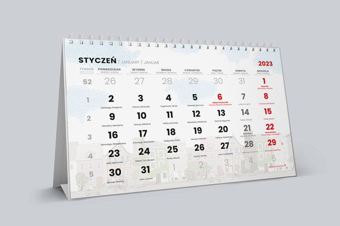 Drukarnia Kalendarze Piramidki Spiralowane (miesięczne) 2023